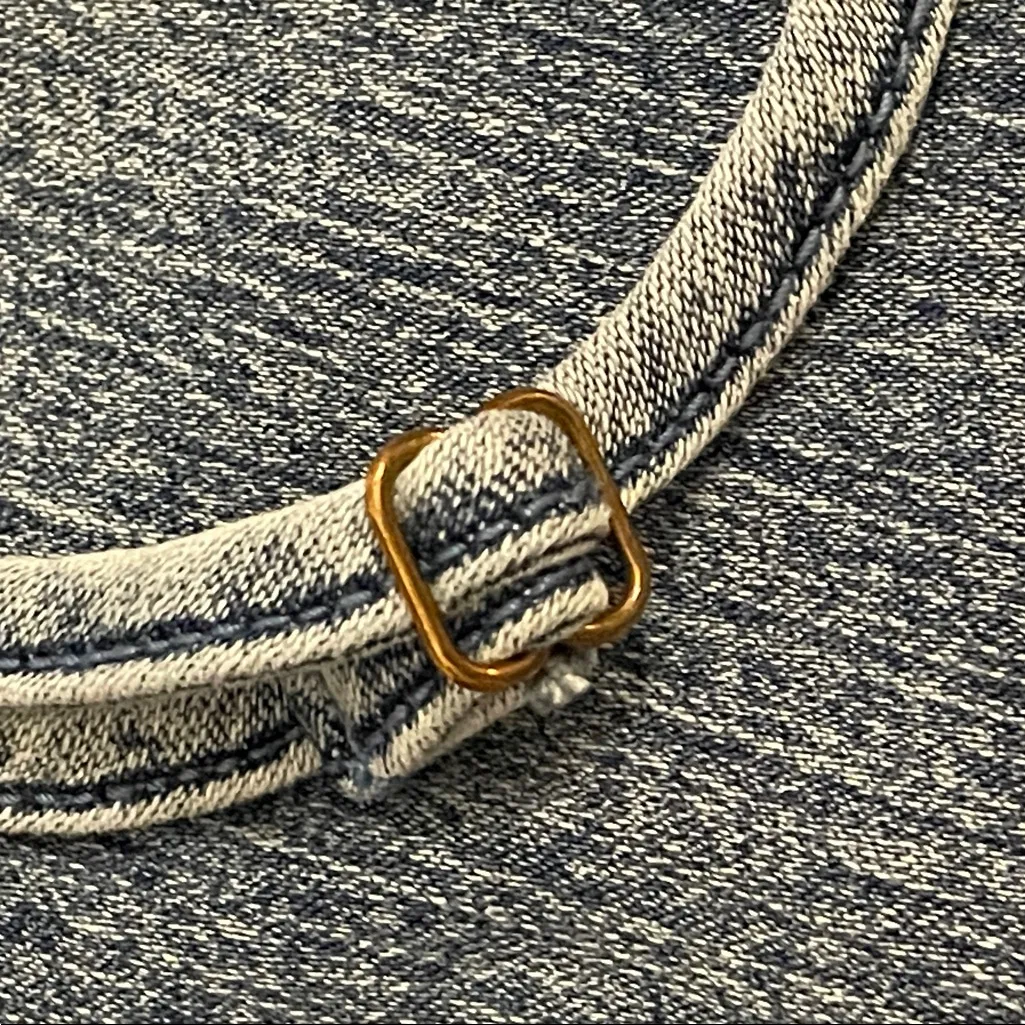 Iris Denim Blue Jean Mini Dress Womens Size Large Sleeveless Stretch Festival - Image 10