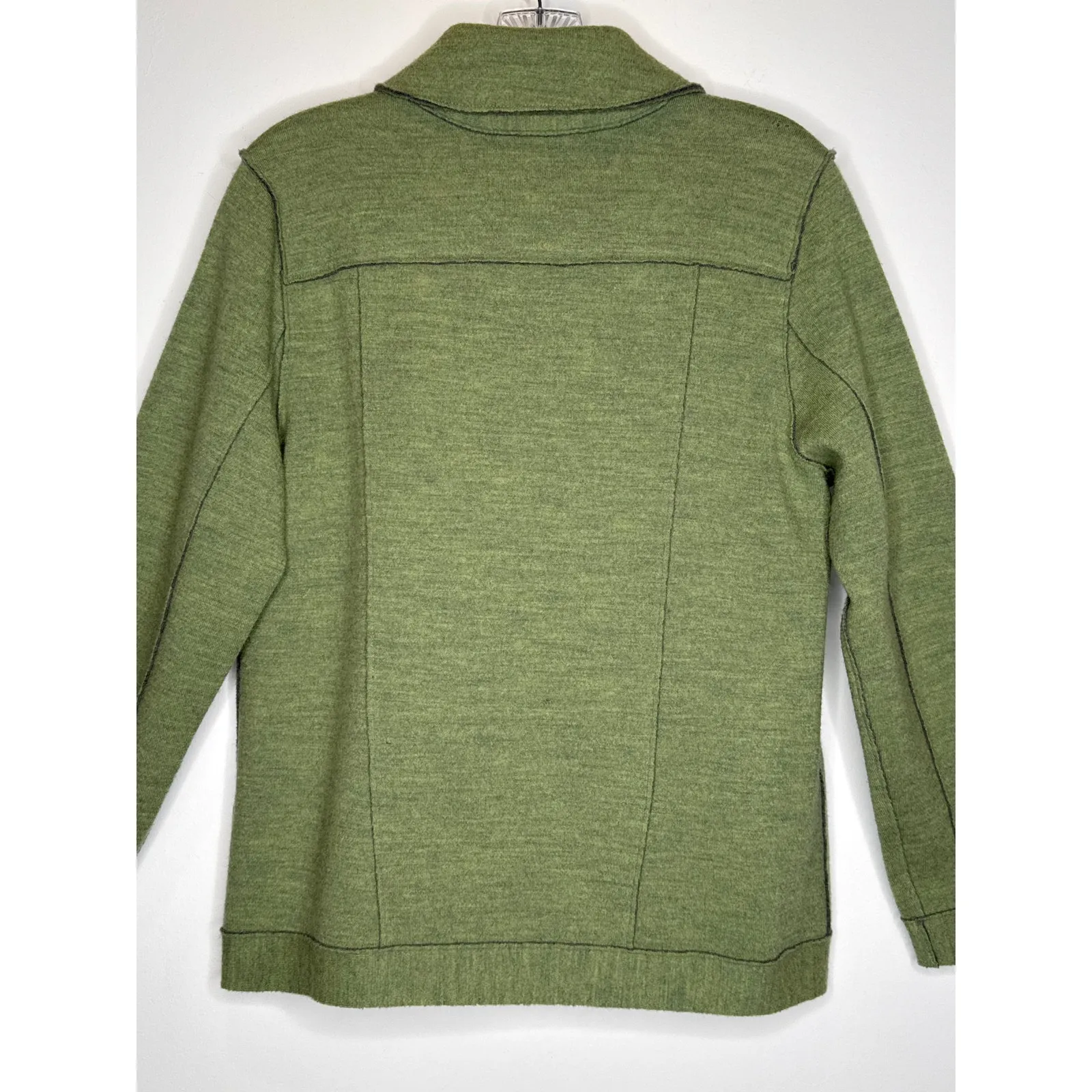 Eileen Fisher Petite Merino Wool Double-Breasted Peacoat Sweater Jacket medium P - Image 8