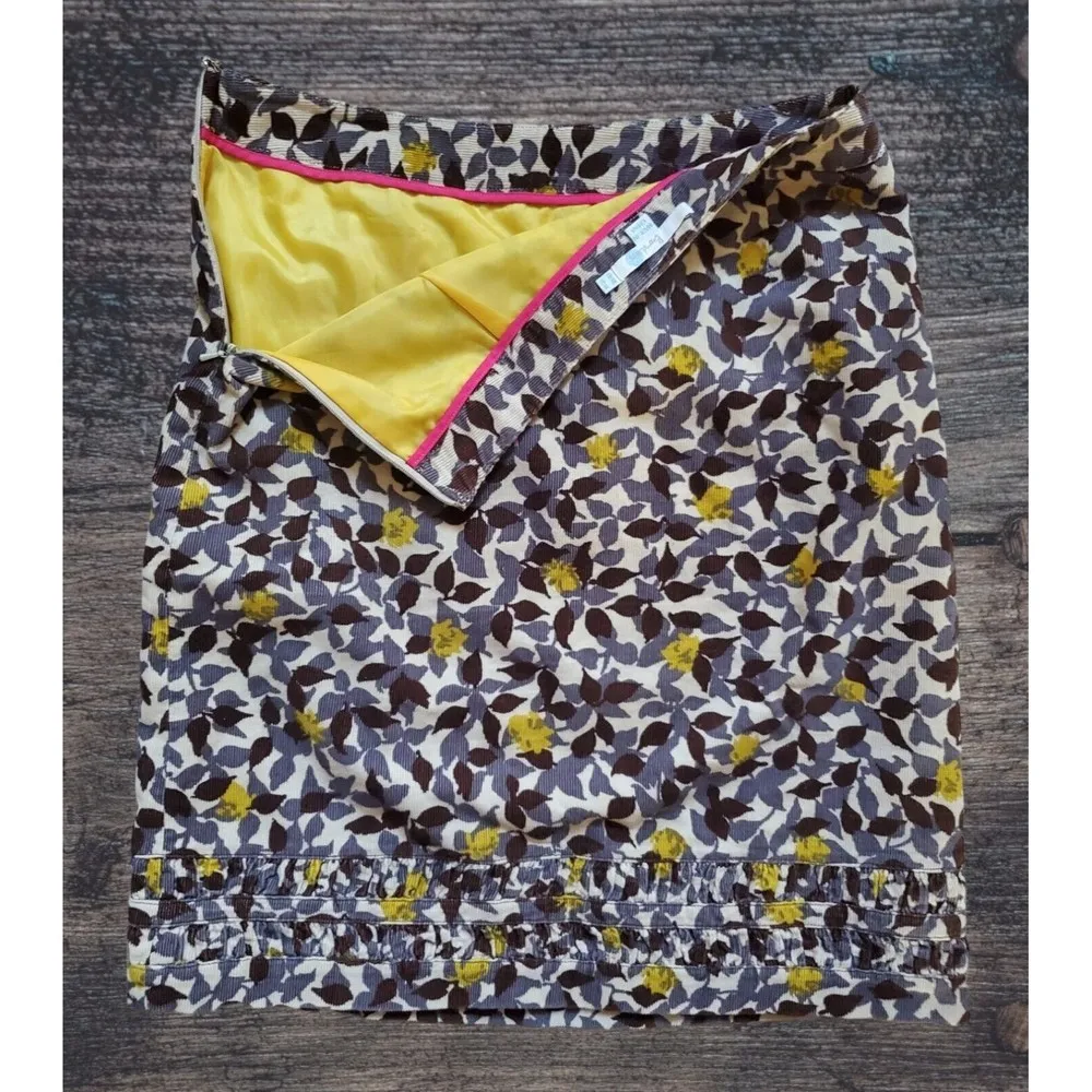 Boden Womens Needlecord Corduroy Skirt Size 6L EUC Floral Lined Leafy Mul… - Image 3