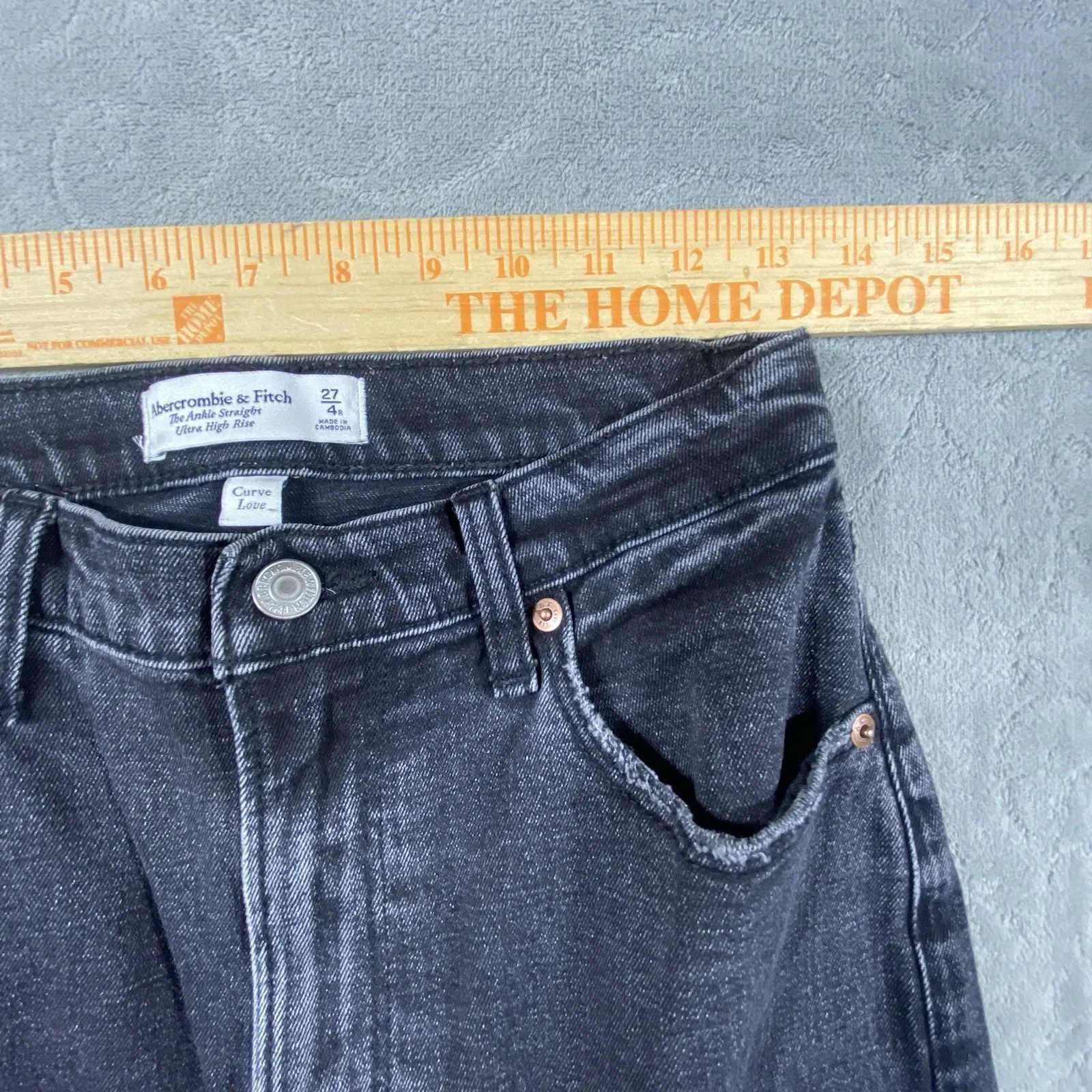 Abercrombie‎ & Fitch 90s Ankle Straight Jeans Womens Sz 4 Ultra High Rise Rips - Image 8