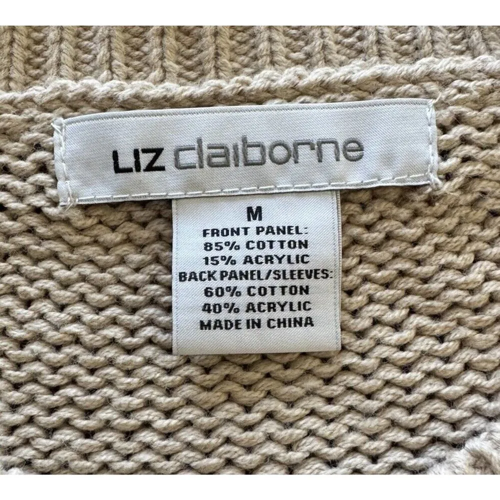 Liz Claiborne Medium Knit Sweater Winter Fall Academia Professor Pumpkin Patch - Image 3