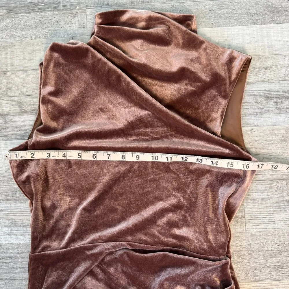 Michael Costello X Revolve NWT copper bodycon open back maxi dress medium P40 Brown - Image 7