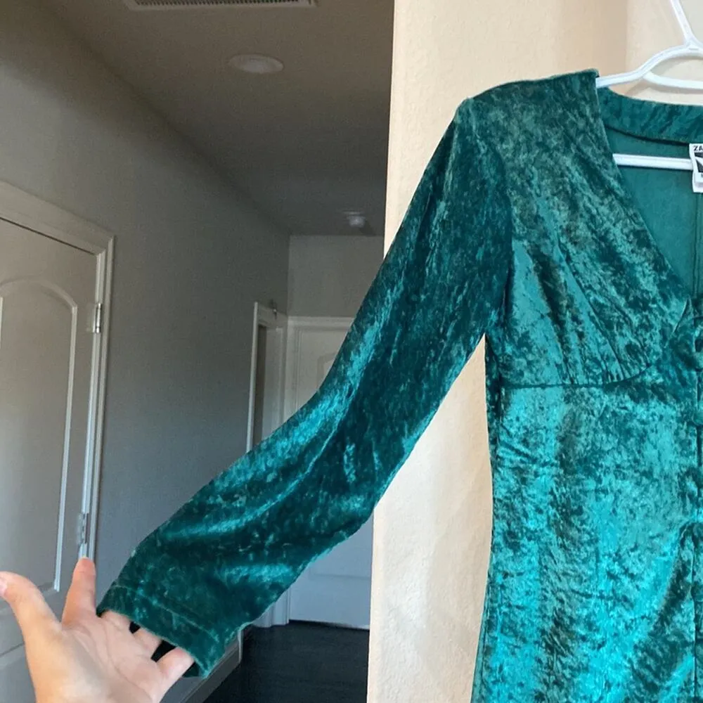 Vintage Zanoni by Jalate green velvet 90s midi dress holiday special occasion S - Image 6