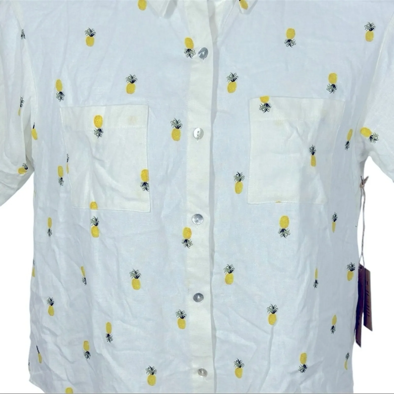 Rae Dunn Pineapple Linen Button-Down Shirt NWT Size Large - Image 5