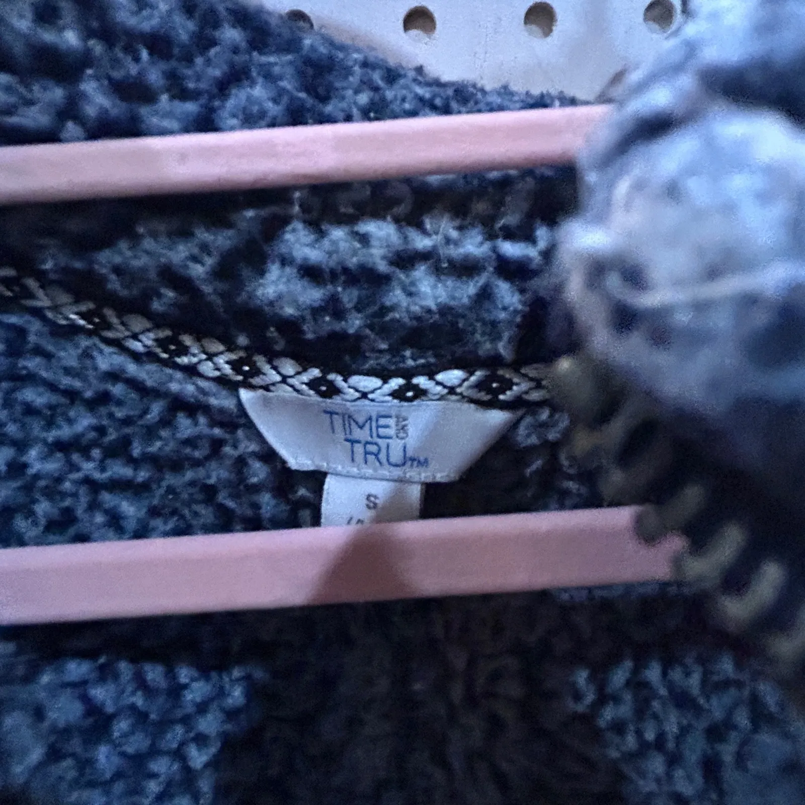 Time and Tru Sherpa Fleece Quarter Zip Pullover Blue Cream Color Block Size S - Image 4