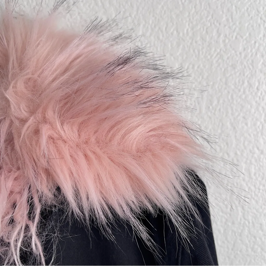 SHACI Like New Denim Faux Fur lined jacket removable lining Sold Out on line Black Size M - Image 7