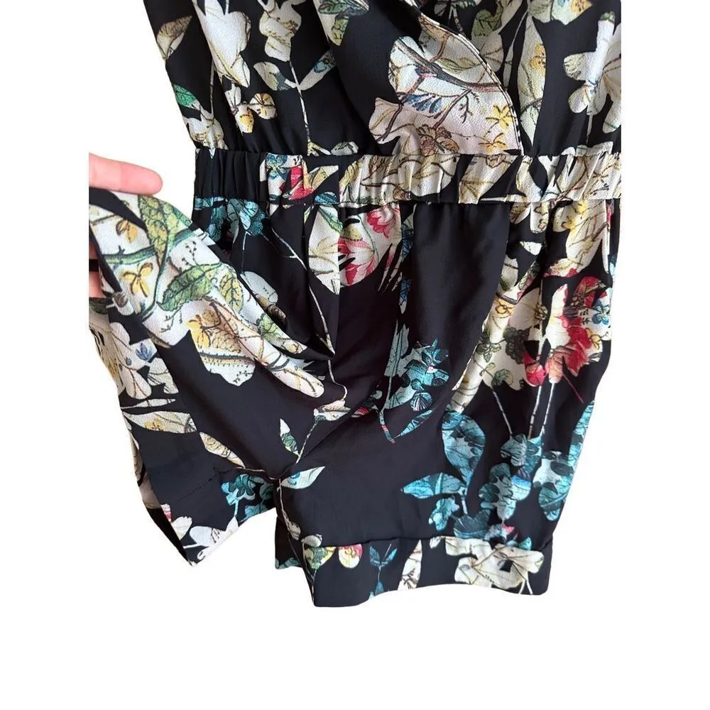 Frnch black floral womens romper sz small - Image 6