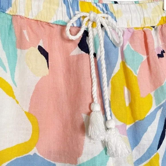 Rachel Zoe Linen Shorts Pastel Abstract Floral Pull-On Shorts Women’s Size Small - Image 4