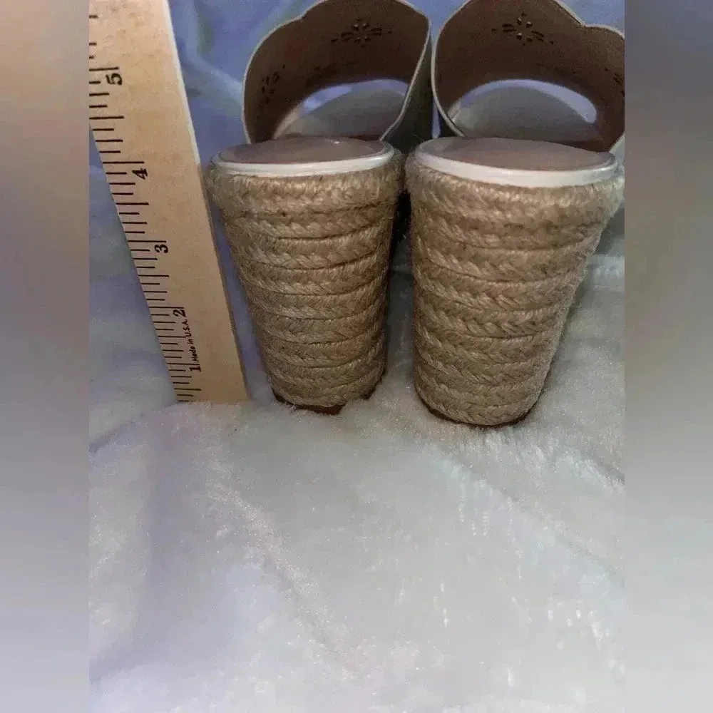 Kate Spade New York Tia Espadrille Wedge Leather Sandals White 9 - Image 7