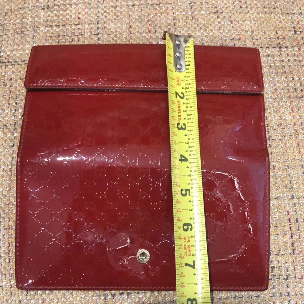 GUCCI GUCCISSMA Wine Patent Leather Continental Bifold Wallet Gold Heart Lock - Image 14