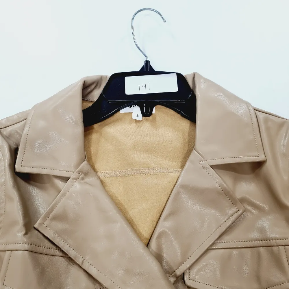 Superdown Chantel Leather Romper in Nude - Image 11