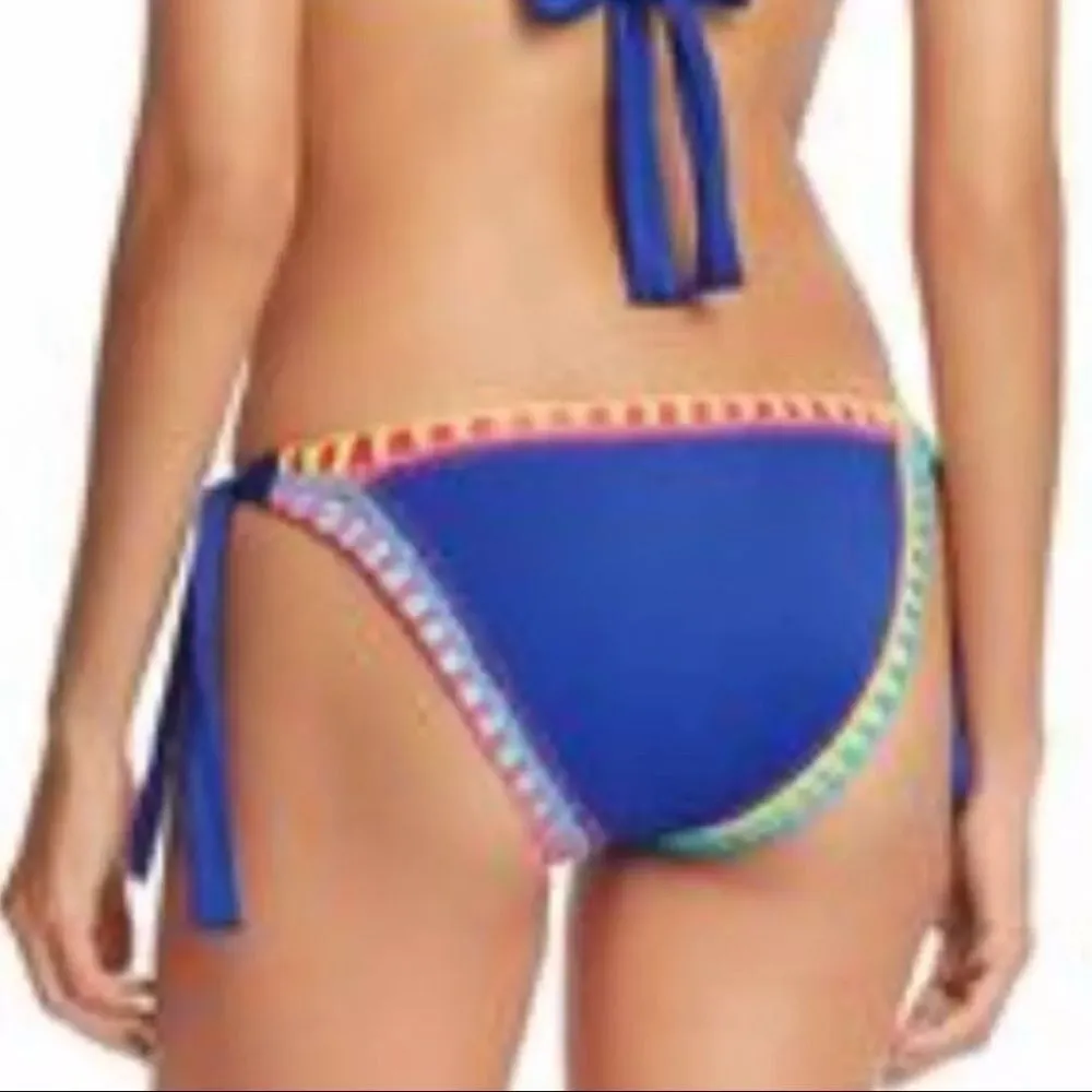 NWT PILYQ Platinum Crochet Rainbow Side Tie Bikini Bottoms Blue- Size Large - Image 4