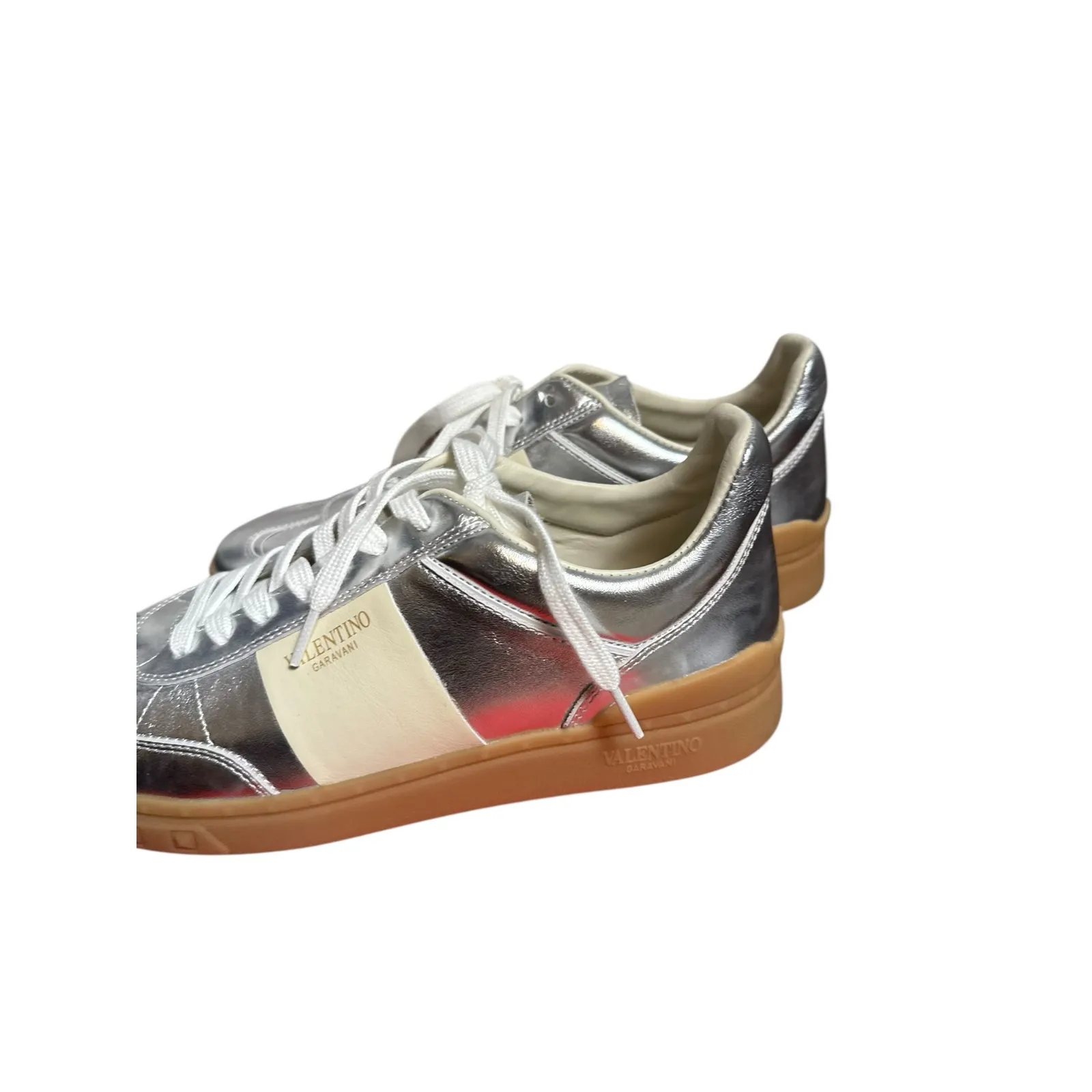 Valentino Garavani Upvillage Metallic Silver Low Top Sneakers 10.5 - Image 11