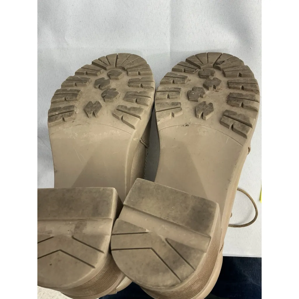 Womans Just Fab Edde Ankle Combat Boots 7.5 W Tan/beige Lace Up Chunky Heel - Image 9