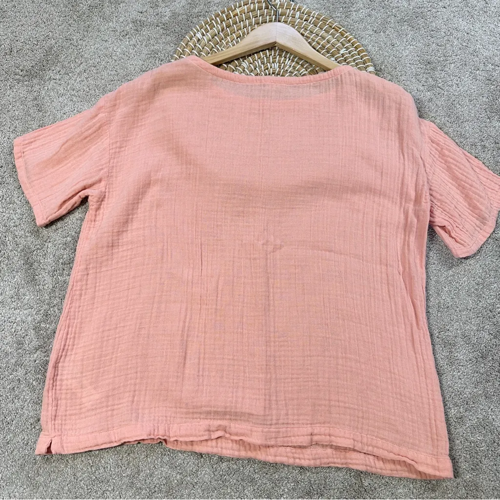 Eileen Fisher Women’s 100% Organic Cotton Lofty Gauze Bateau Neck Top in Peach S - Image 8