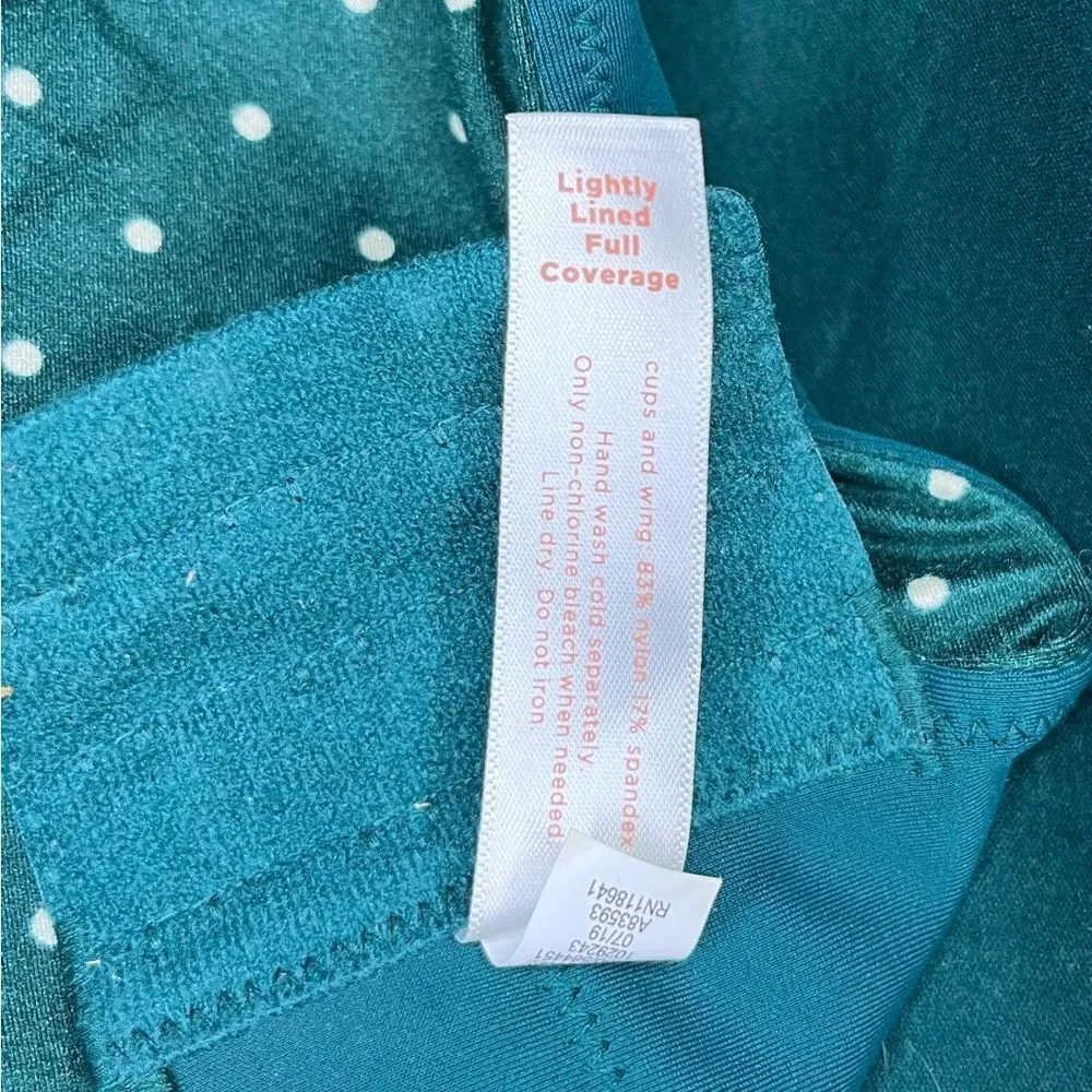 Cacique hunter green polka dot lightly lined full coverage sz 44DDD - Image 3