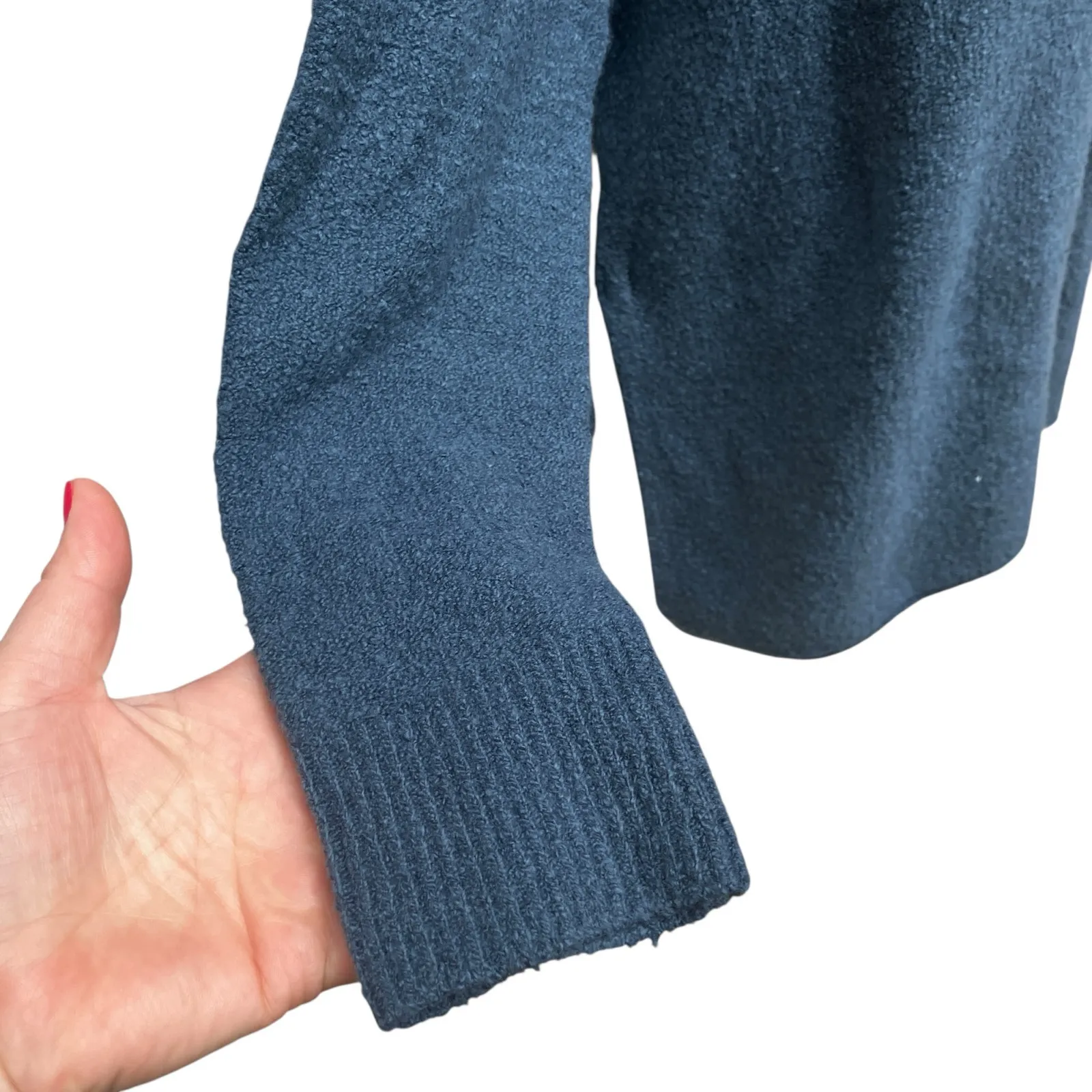 J Jill PureJill Sweater XS/S Blue Pullover Mock Neck Open Sided Oversized NWT - Image 5