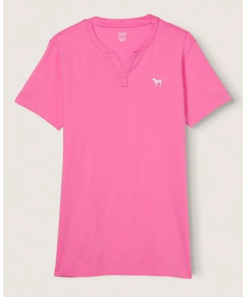 Victoria's Secret PINK Pink V-Neck Campus T-shirt Size Small - Image 2