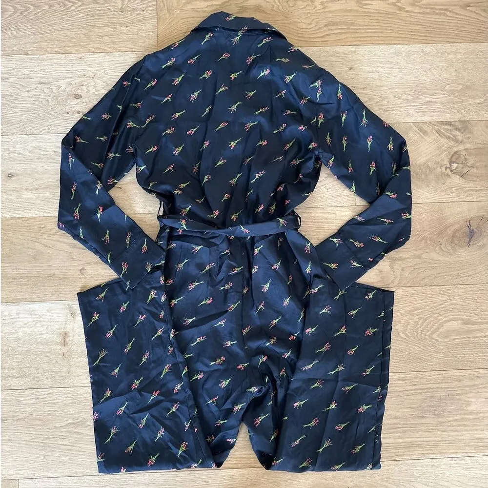 Topshop - Floral Print Long Sleeve Jumpsuit in Black Green & Pink - Image 3