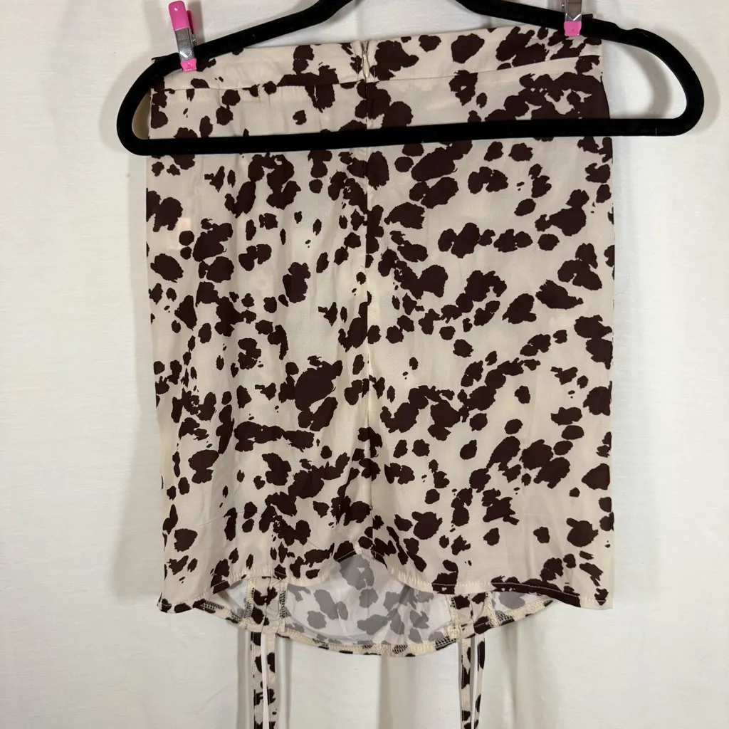 Nasty Gal Cow Print Ruched Mini Skirt ‘Cow Did This Happen’ Size 6 NWT - Image 6