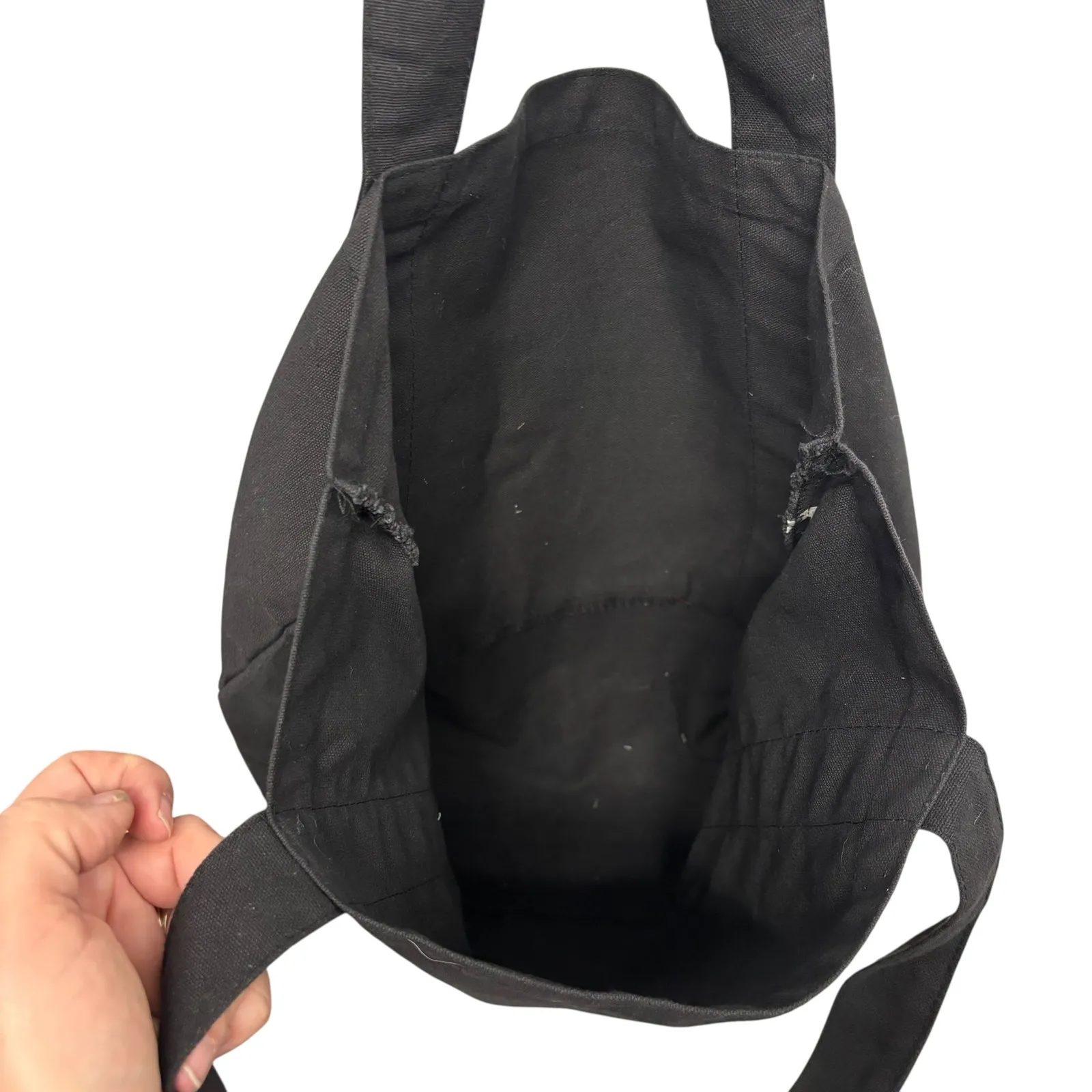 Black Canvas Tote Bag Red Floral Print Large Reusable Shopping Handbag‎ - Image 6