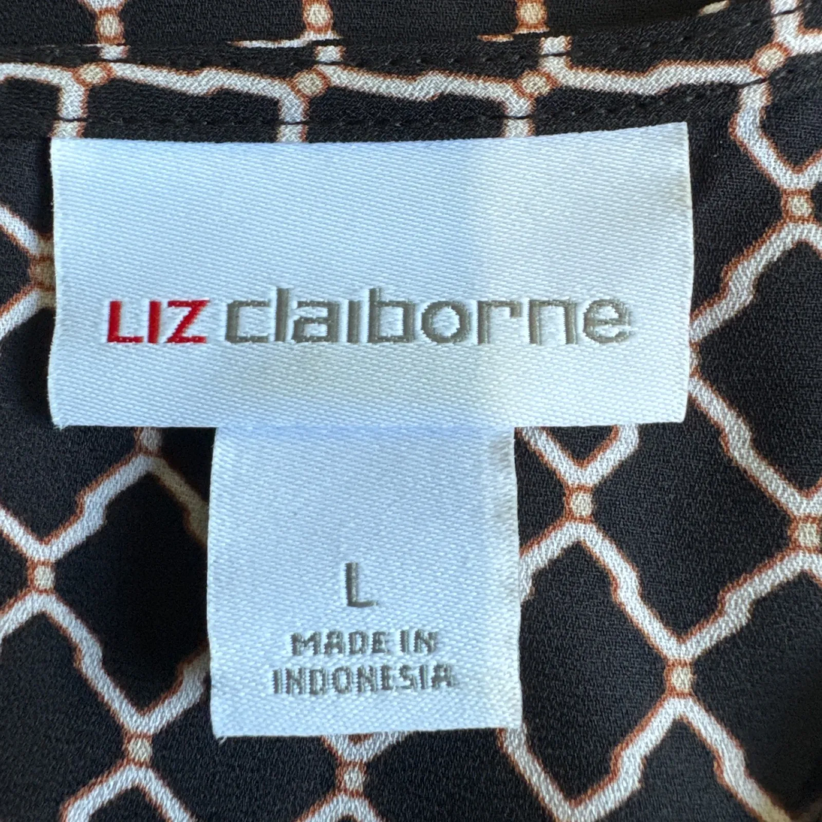 Liz Claiborne Black Diamond Print Floral Sleeveless Top - Size L - Image 4