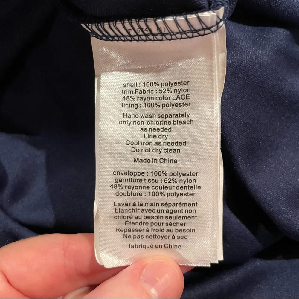 David’s Bridal Lace Bridesmaid Maxi Dress With Long Mesh Skirt in Marine 8 - Image 8