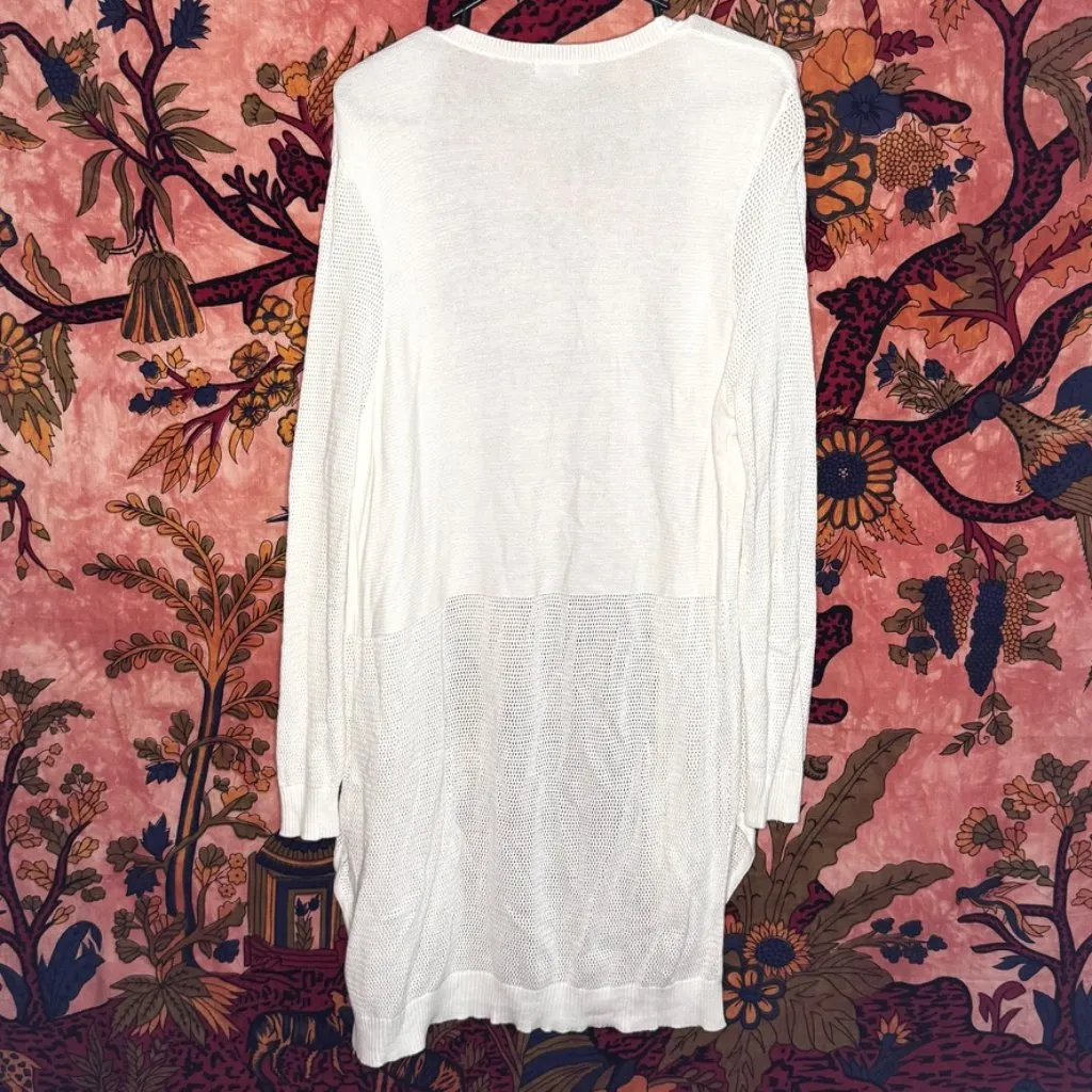 Long White Knit Cardigan - Image 2
