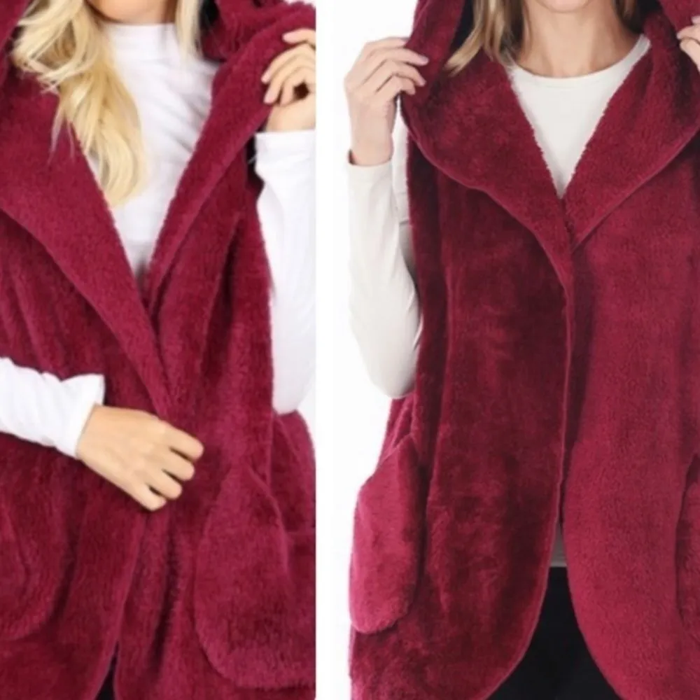 Faux Fur Hooded Vest‎ - Image 7