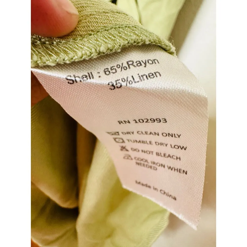 MARISSA WEBB Light Green Linen Blend Front Button Tie Waist Midi Dress Size XS - Image 14