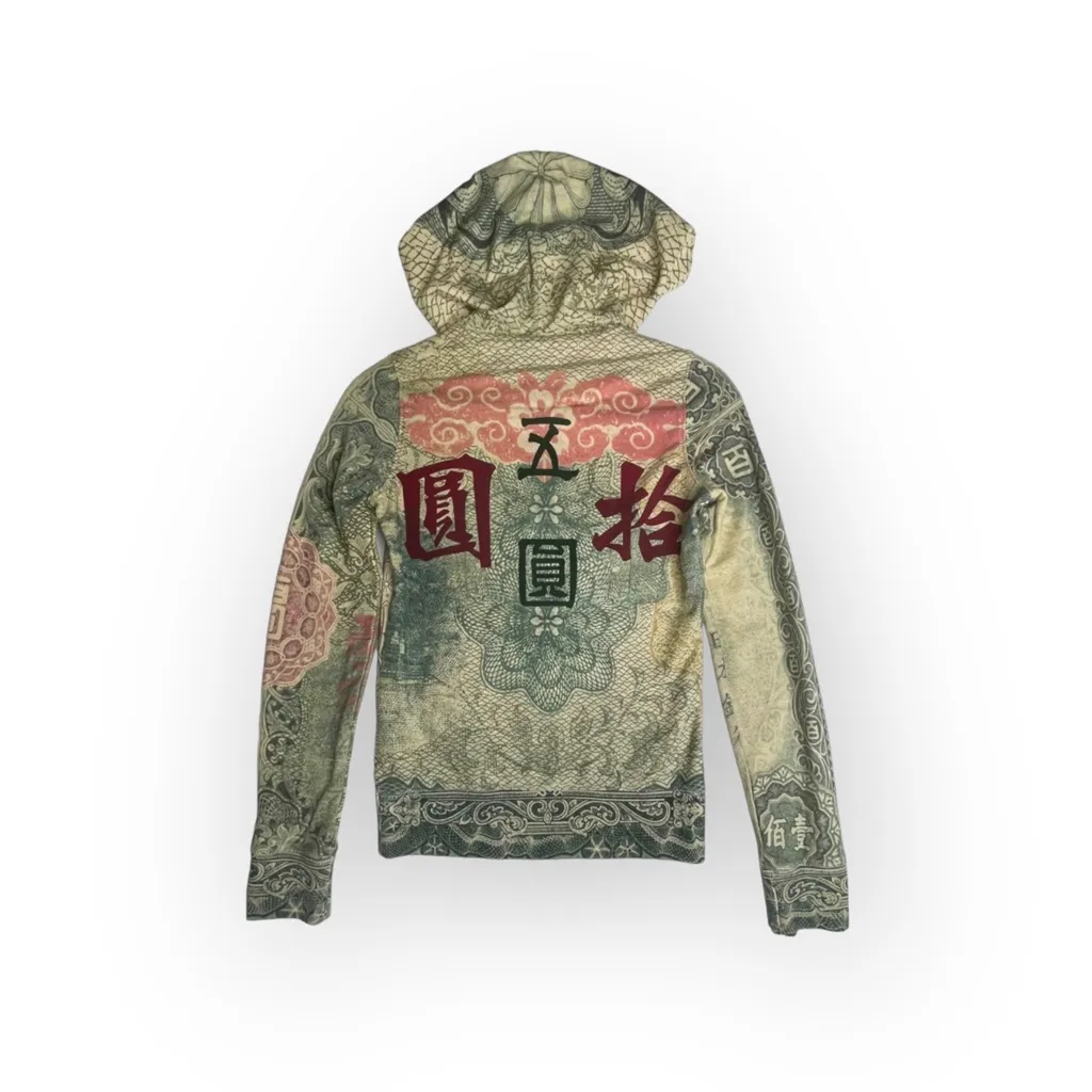 Rare: Lucky Brand ✵ Y2K Asian Money Zipper Hoodie  Sweatshirt ✵ Multi Print ✵ S - Image 15