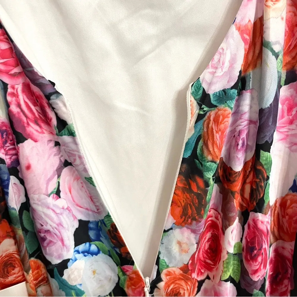 NWT Mac Duggal Womens Dress Multicolor Floral Ruched Waist Asymmetrical Size 10 - Image 8