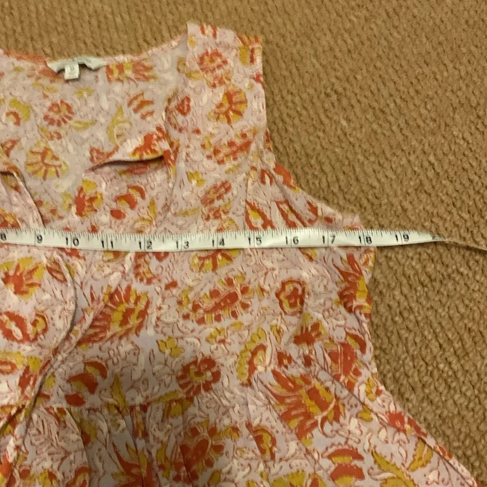 Lucky Brand Robin Cotton Boho Babydoll Top (Sz M) Orange & Lavender Fall Paisley - Image 10