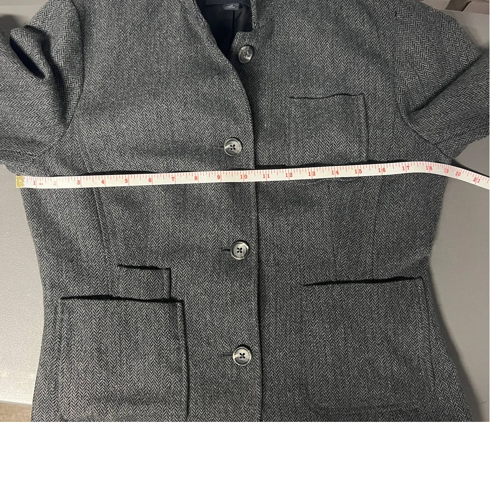 Banana Republic Twill Charcoal Wool Blend Button Front Blazer Jacket Size 10 - Image 11