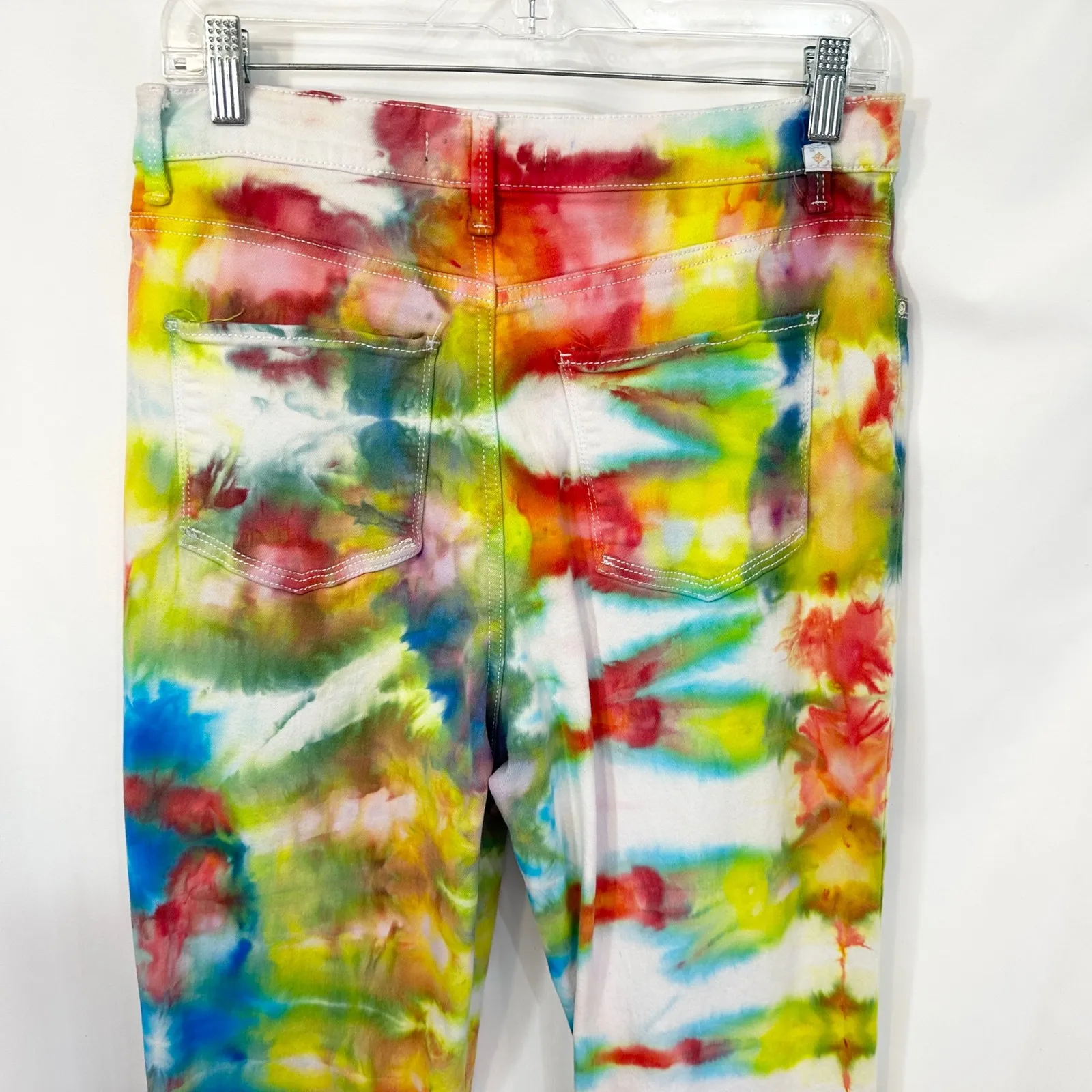 Lee Size 12 Jeans Handmade Tie Dye Jeans High Rise Straight Leg‎ Festival 636 - Image 6