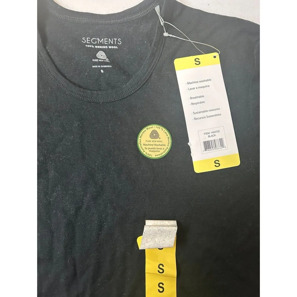 Segments Womens Base Layer Top size S Black Merino Wool Long Sleeve Tee - Image 3