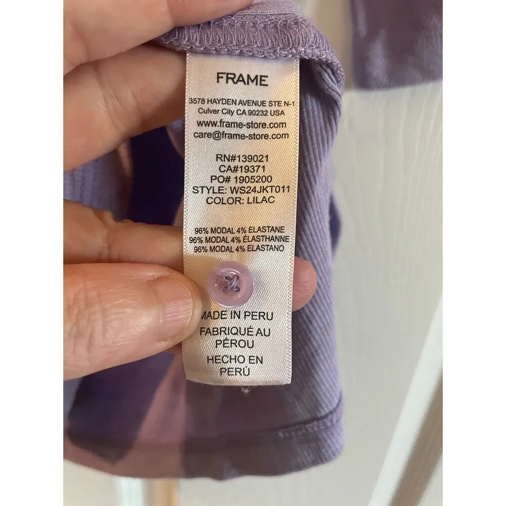 Frame Puff-Sleeve Henley Lilac Top size Large - Image 6