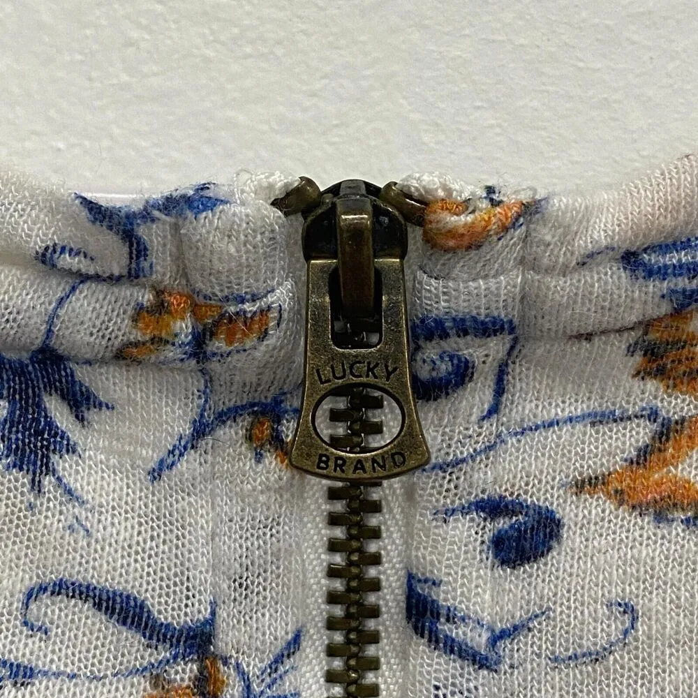 Lucky Brand All Over Bird Print Floral Size S Short Sleeve Boho Top Tee Shirt - Image 7