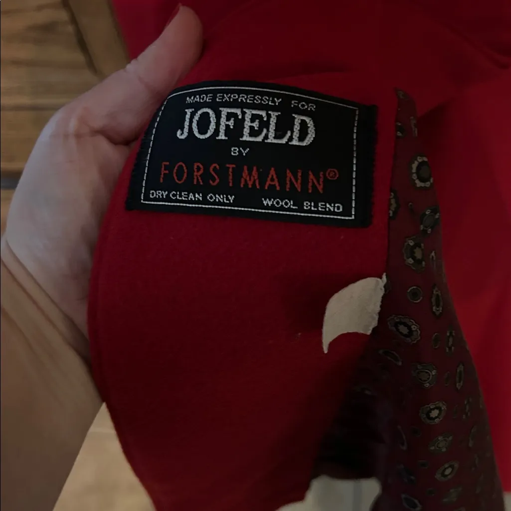 Vintage‎ JOFELD Long Red Wool Pea Coat Overcoat Jacket Winter Holiday Women’s 14 - Image 8