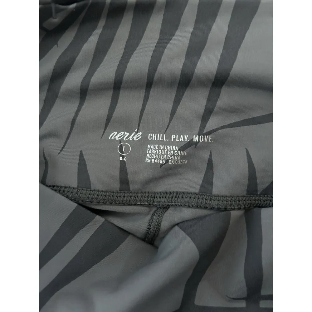 Aerie Chill Play Move Leggings Tropical Leaf Print Size Large Athleisure Comfort - Image 8