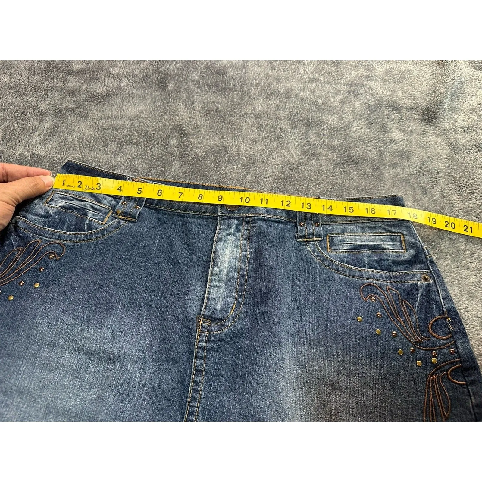 Ashley Stewart Women's Plus Size Dark Wash Denim Jean Skirt Size 14 - Image 9