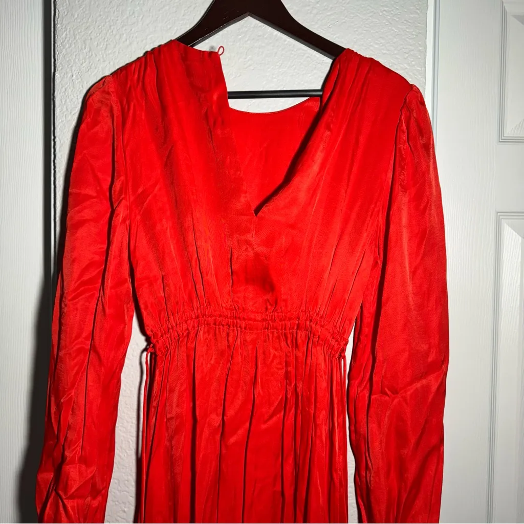 Farm Rio • Midi Dress • Satin Viscose • Cutout Waist • Medium • Bead Tassels - Image 10