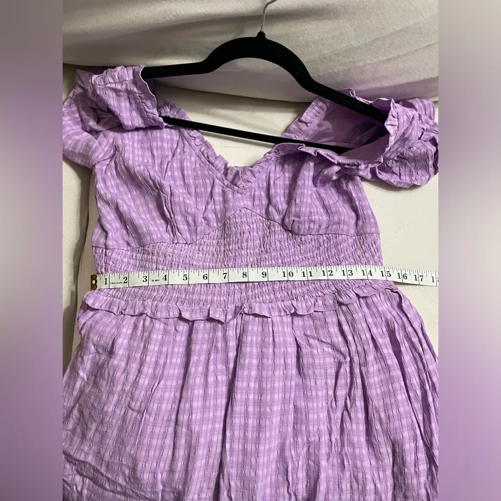 NEW French Connection Birch Gingham Tiered Dress in Summer Lavender Size S - Image 13