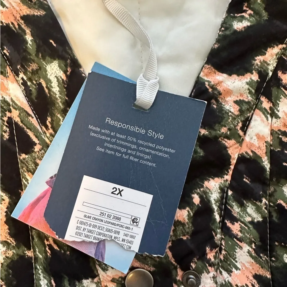 New NWT Rachel Comey Olive Green Leopard Print Cropped Quilted Jacket Size 2X - Image 6