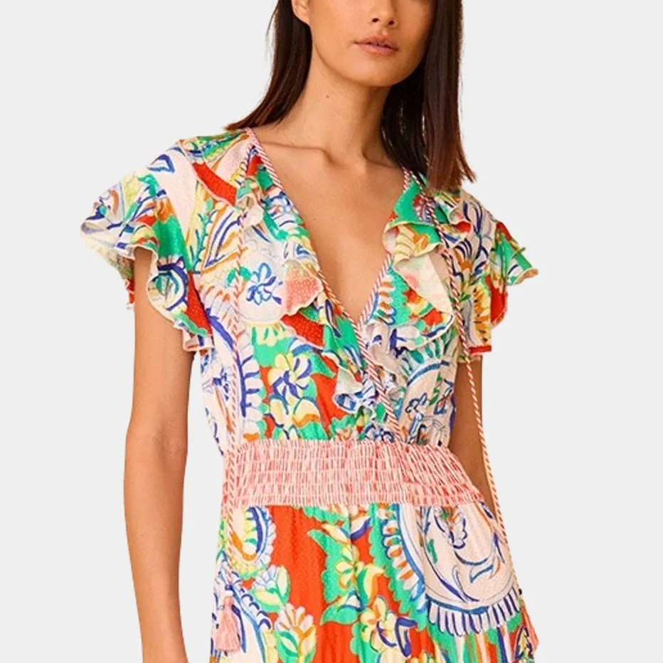 Hunter Bell Aurora Dress Amalfi Tiles Silk Blend Maxi NWT Size Small - Image 9