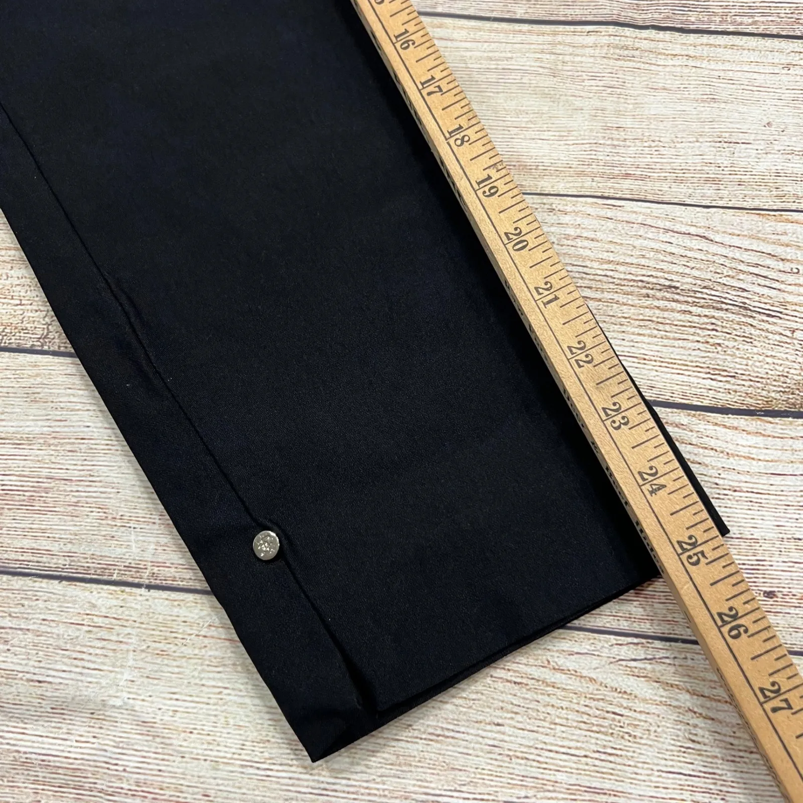 Chicos Black Straight Leg Pants Womens Size 10R Side Snap Detail Comfort Stretch - Image 6