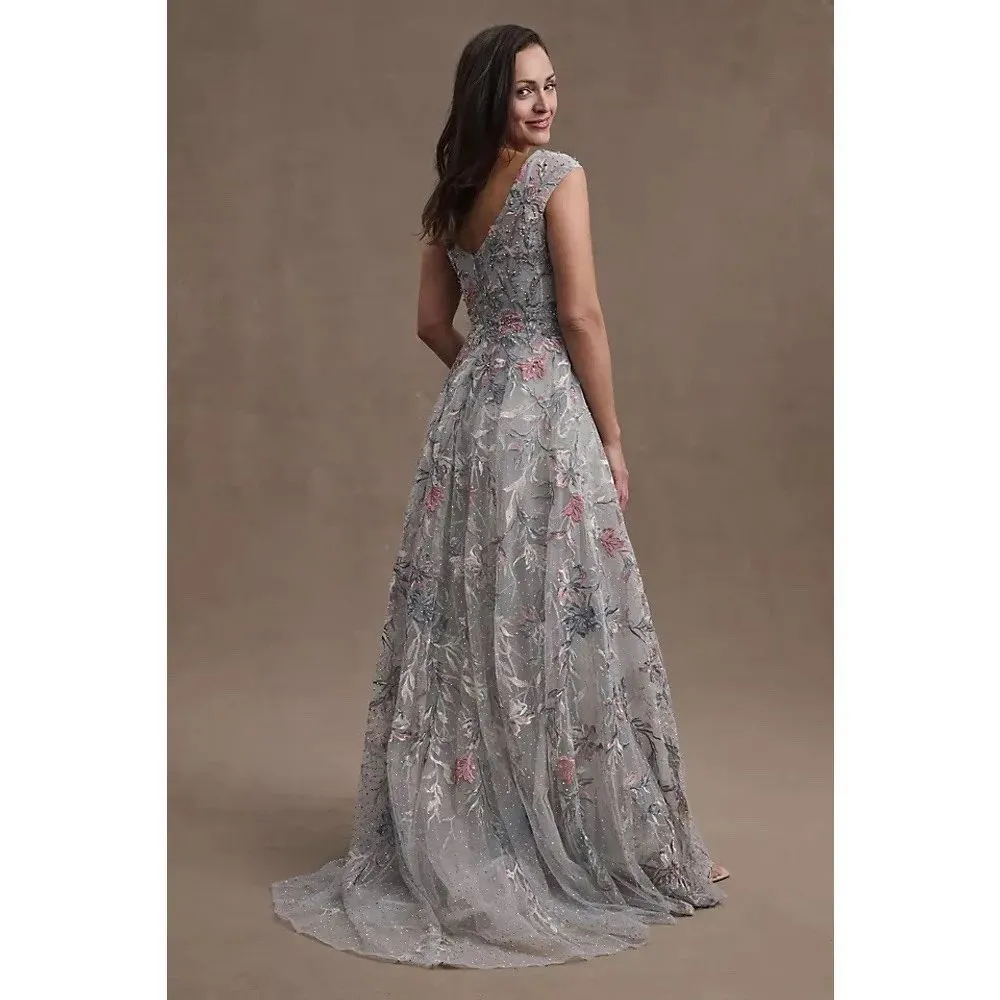 Mac Duggal 20263 Emery Embroidered Gown Dress Gray 6 - Image 6