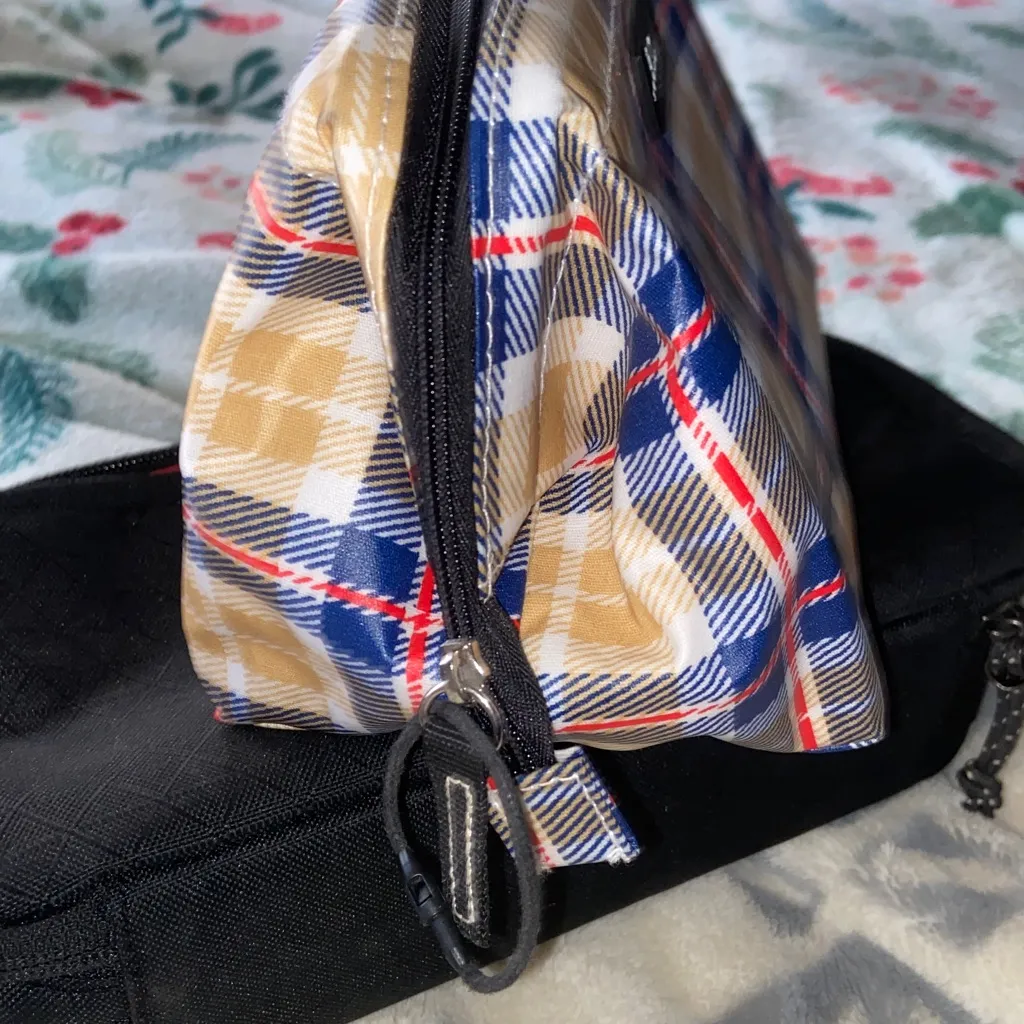 SCOUT LITTLE BIG MOUTH KILTED AGE Yellow & Blue Plaid Makeup Bag - Image 3