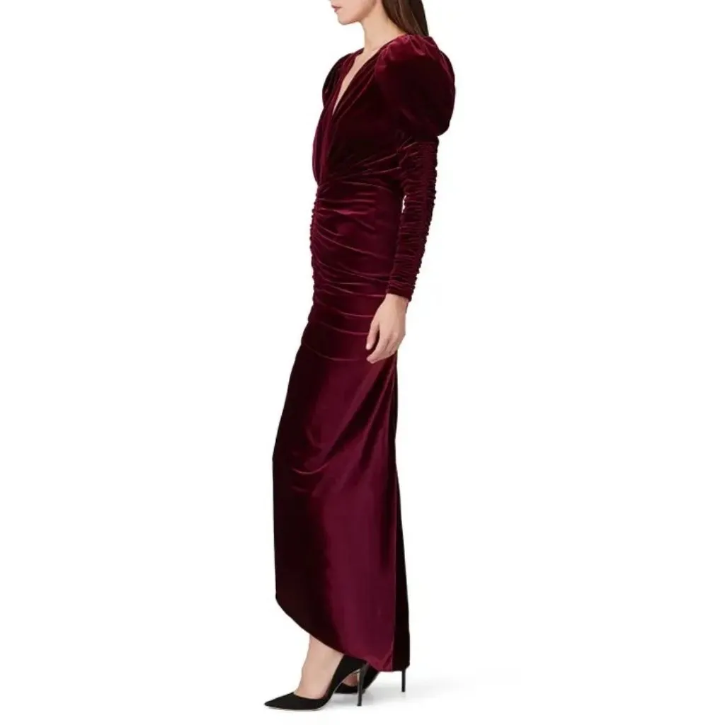 Ronny Kobo Velvet Alicia Dress Wine Purple Red Womens Size Medium - Image 3