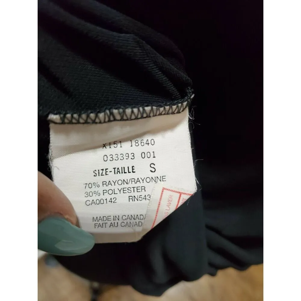 Peter Nygard Women's Black Solid Rayon Long Sleeve Collared Top Shirt Size Small - Image 8